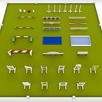 Horse jumping obstacle small pack low poly