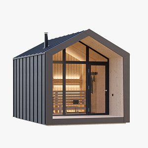 3D Scandinavian outdoor sauna cabin