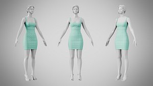 3D Dress 52 Cyan model