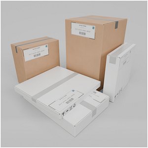 Ultimate White and Corrugated Box Set &ndash; Rigged and Customizable 3D model