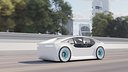 Self-driving car concept 3D with interior white