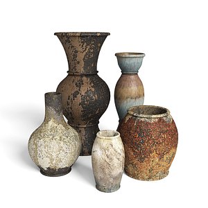 3D old rustic decor vase model