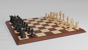 Classic chess pieces set 3D model 3D model