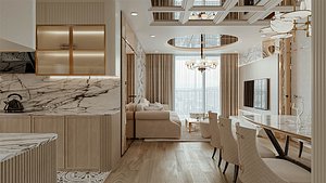 Subtle Elegance - Living Dining Kitchen - Sneechvn - MAX FBX OBJ SKP Simlab Collada Blender