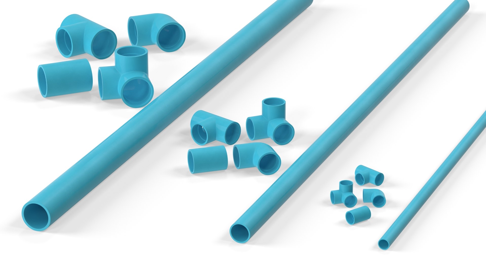 Plumbing PVC Pipes And Fittings Set 3D - TurboSquid 2302331