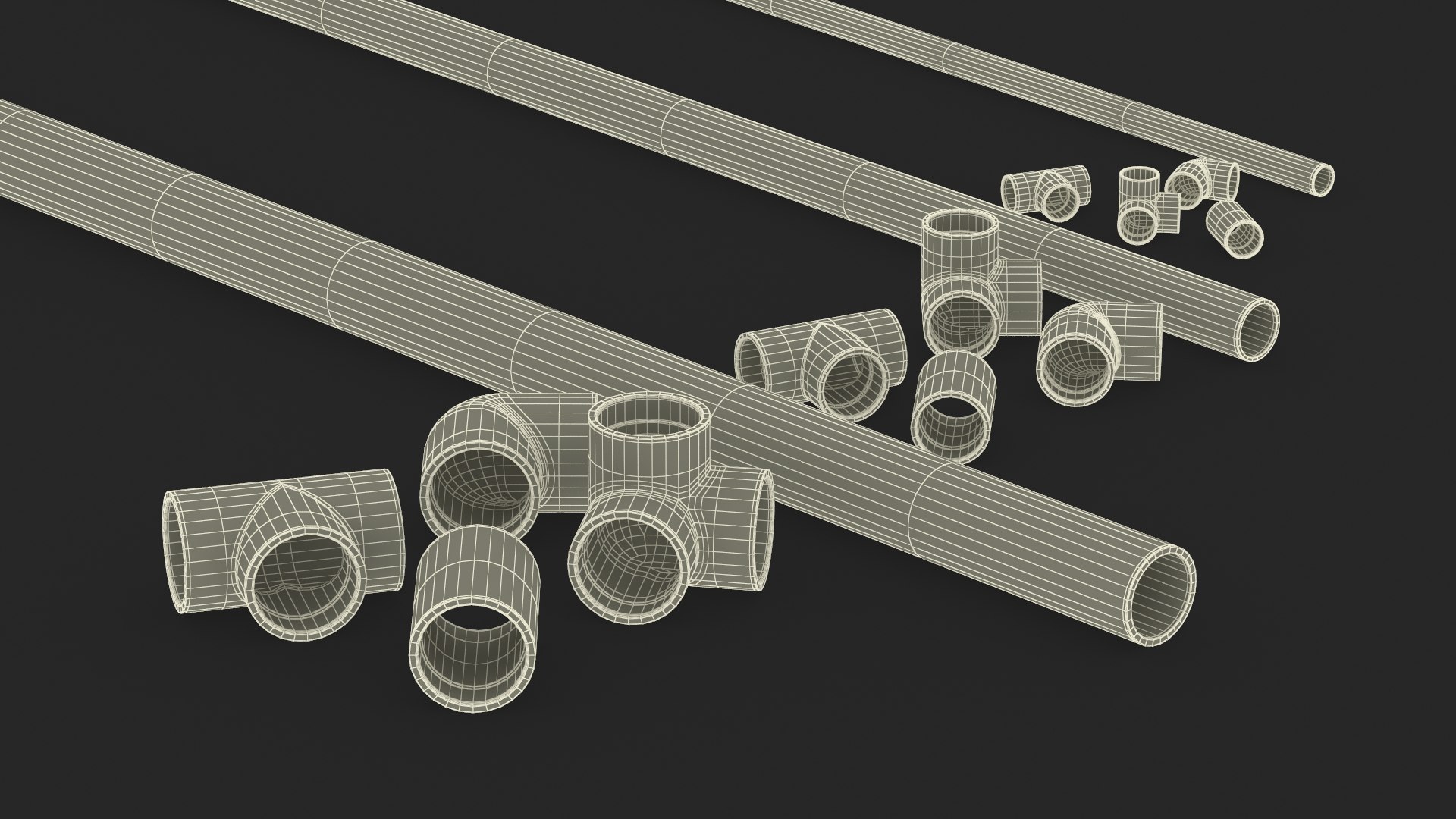 Plumbing PVC Pipes And Fittings Set 3D - TurboSquid 2302331
