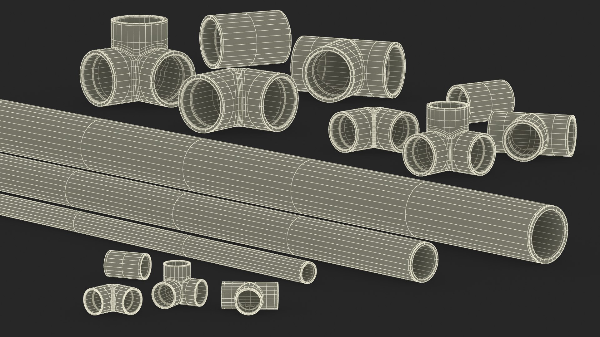 Plumbing PVC Pipes And Fittings Set 3D TurboSquid 2302331