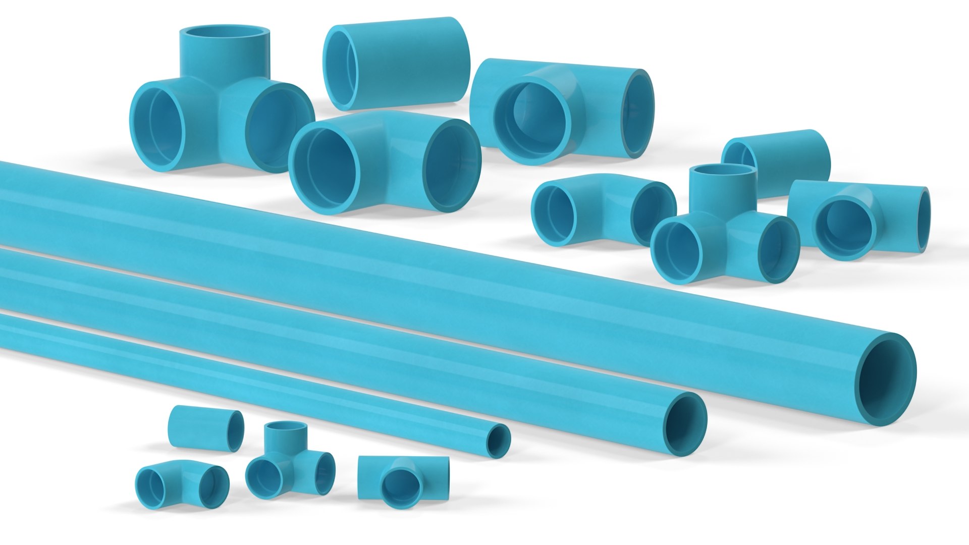 Plumbing PVC Pipes And Fittings Set 3D - TurboSquid 2302331