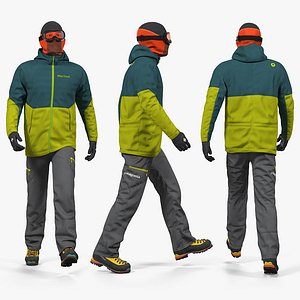 Rock Climber Winter Hiking Gear Rigged for Maya 3D Model