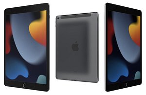 Apple iPad 10 2 2021 9th Gen Space Gray Low Poly 3D model