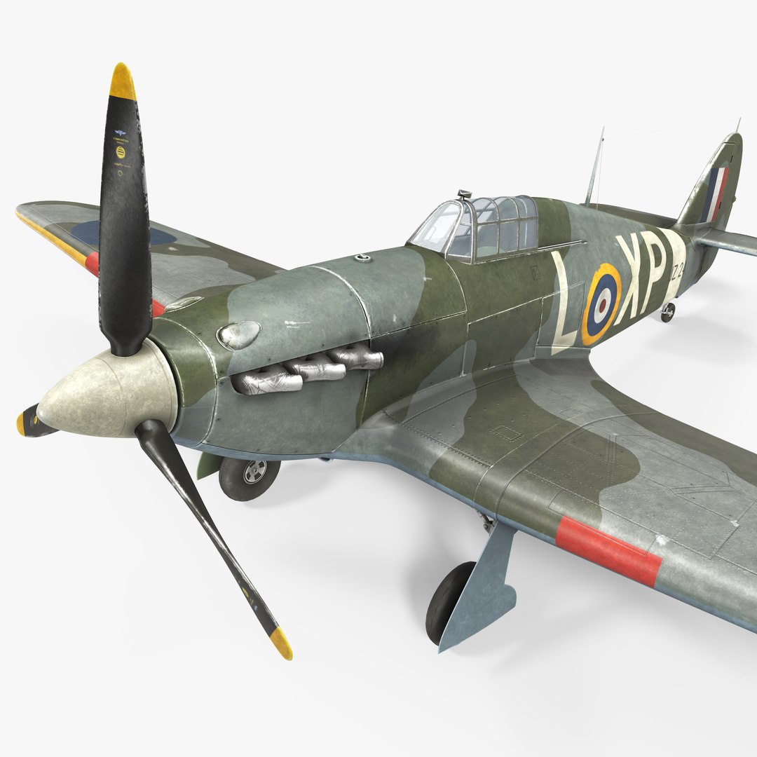 Hawker Hurricane Weathered 3D model preview