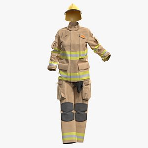3D female firefighter uniform with texture