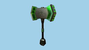 Medieval War Hammer 01 Green Elemental - Fantasy Weaponry 3D model