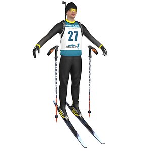 biathlon skier ski 3D model