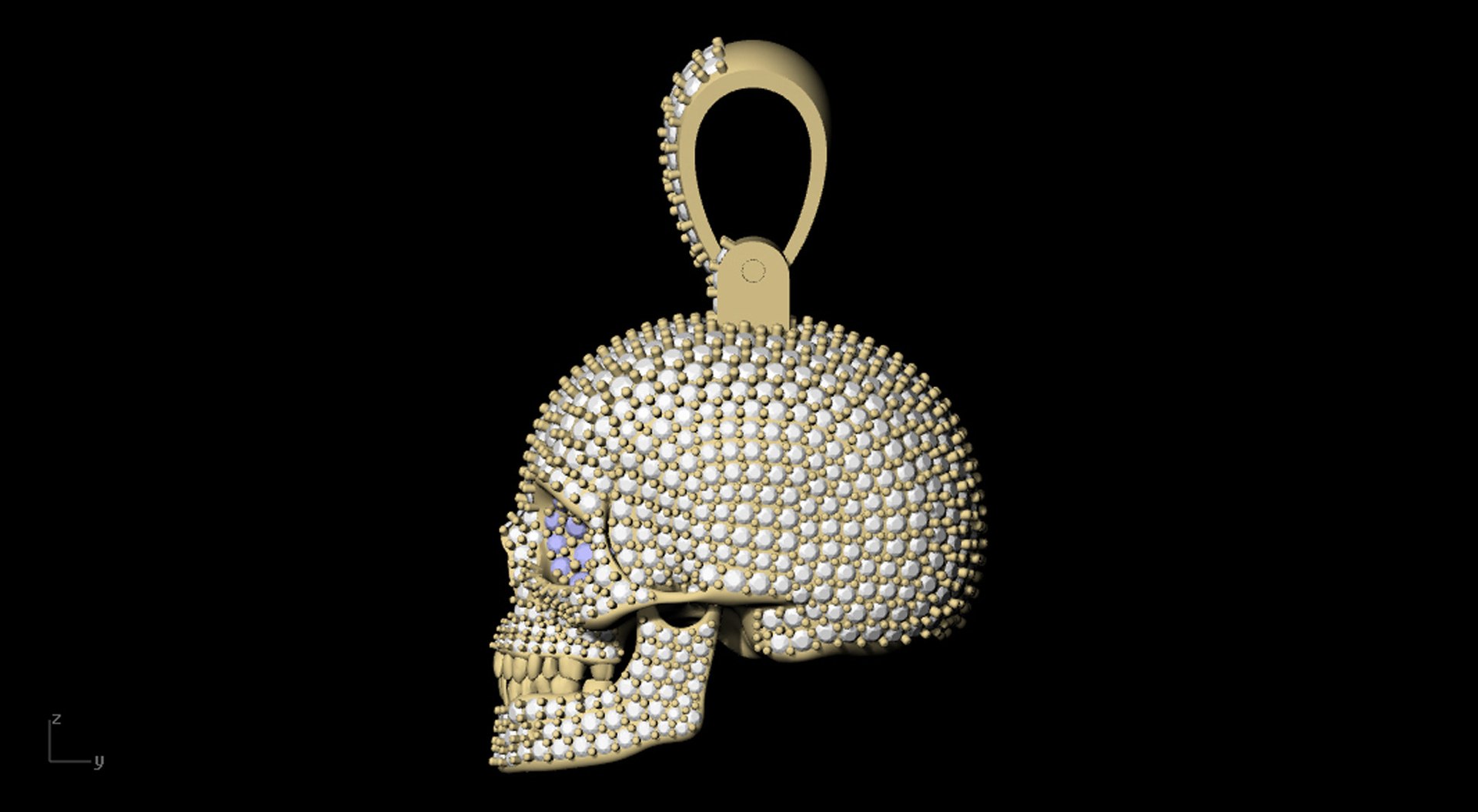 3D Skull Head Hiphop Fully Diamond Pendant - TurboSquid 1716803