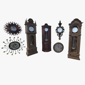Giant PBR Vintage Clocks Collection 3D model