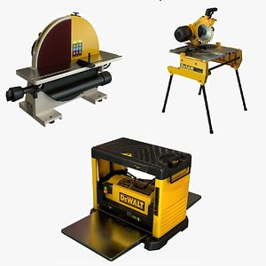 3D model Set of carpentry machine Yellow Dewalts