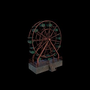 3D Abandoned Ferris Wheel 3D model