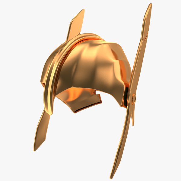 gold medieval warrior helmet 3D