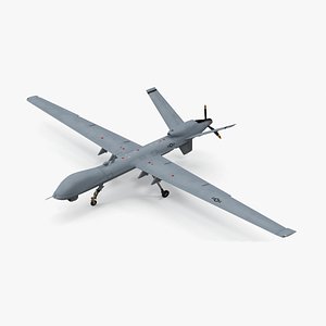 Unmanned Aerial Vehicle MQ-9 Reaper Drone Rigged for Cinema 4D
