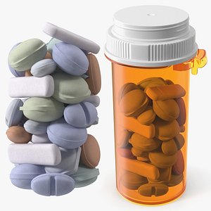 Pharmaceutical Pills in Container Filled Orange