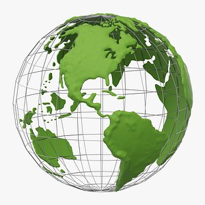 3D model Cartoon Earth globe with topographical features