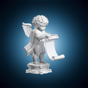 3D Scroll Cherub 3D Print Model Sculpture