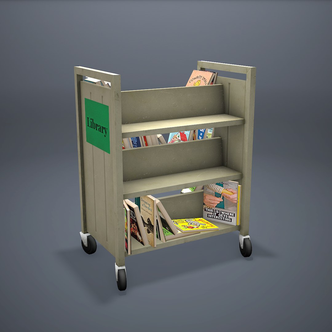 Library Book Cart 3d Model