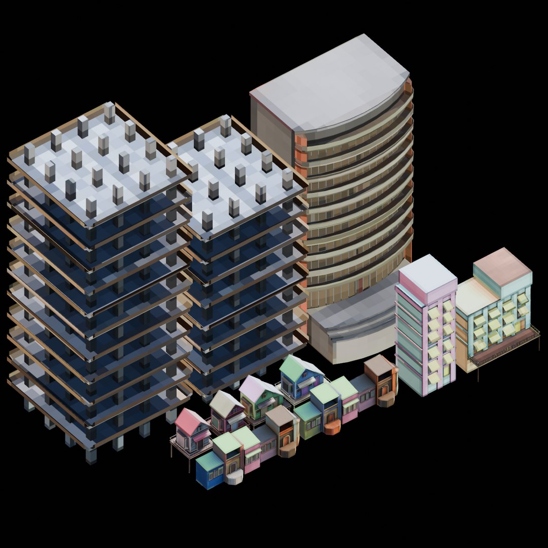 Low Poly Buildings And Houses Pack 3D - TurboSquid 2191630