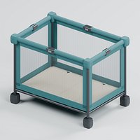 Folding Mesh Playpen with Padded Rails and Corner Hinges