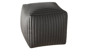Square leather pouf