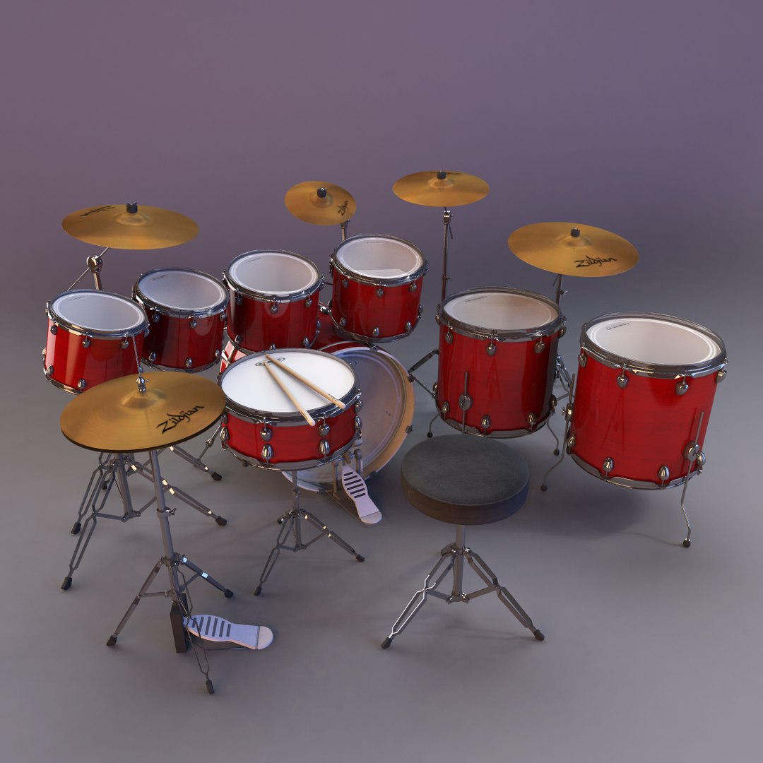 3d Drum Set Drumset Model