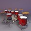 3d drum set drumset model