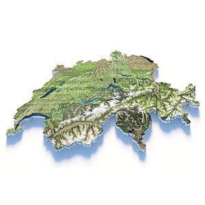 3D model Switzerland Terrain Map
