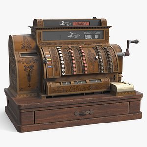 3D National Vintage Mechanical Cash Register Bronze model