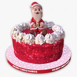 Santa Clause Christmas Red Velvet Cake 3D model