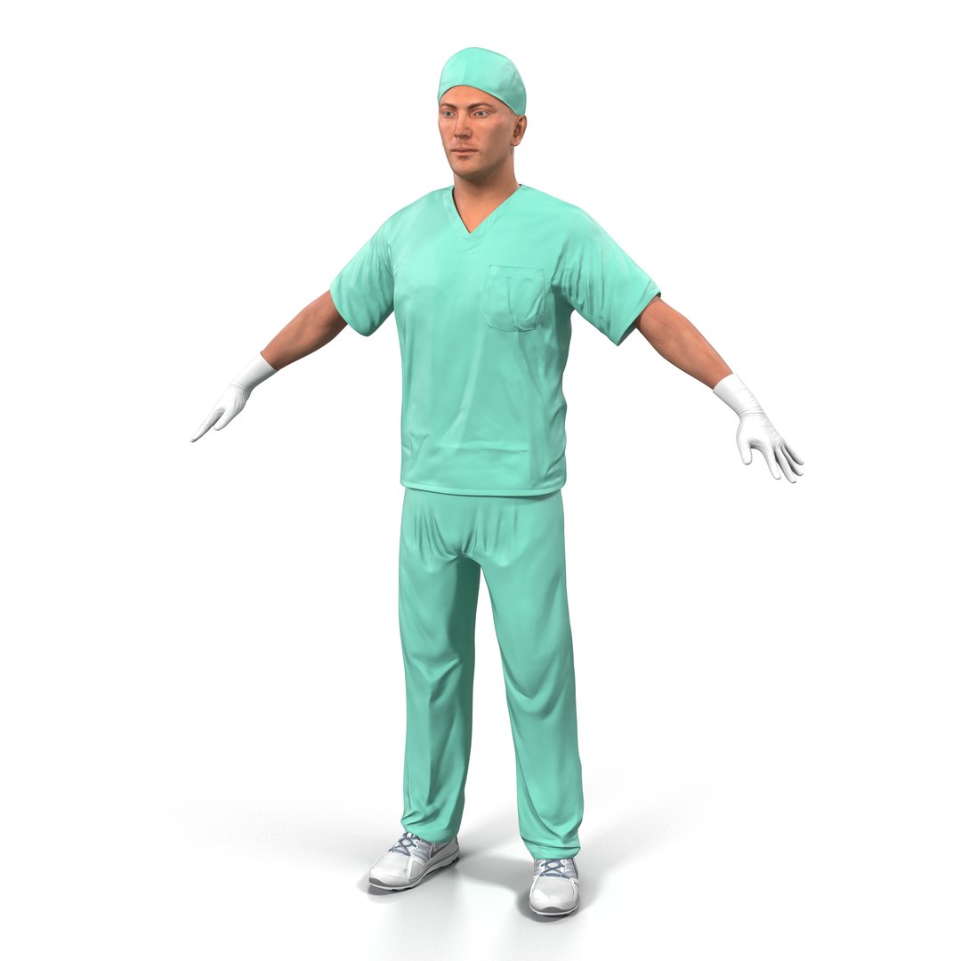 Male Surgeon Caucasian 2 3D model preview