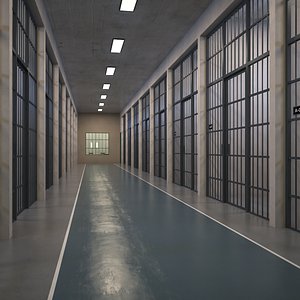 Interior Prison Corridor 3D Model