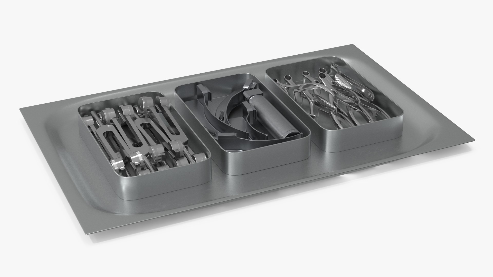 Surgical Tray with Airway Tools and Retractors Medical Steel 3D model preview