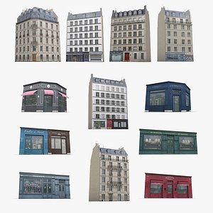 Realistic Paris City Buildings  And Facades Collection