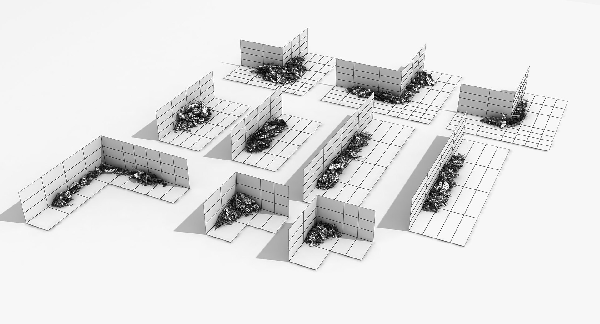 3d Heaps Corner Debris Rubble Model