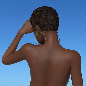 3D nude dark skin woman rigged model