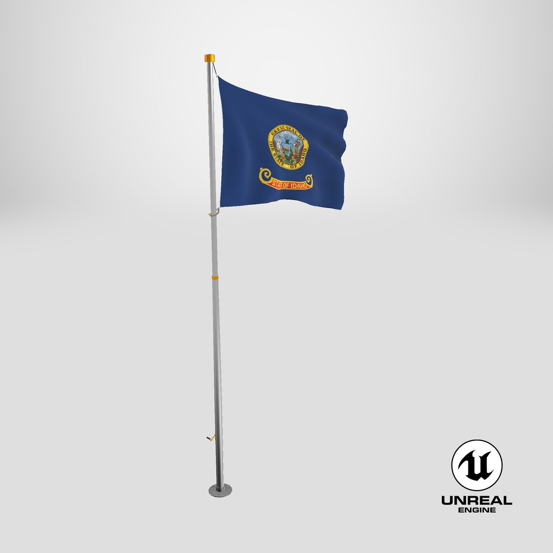 3D Pole Flag Idaho model https://p.turbosquid.com/ts-thumb/Jx/eyIW6Y/BD/stemcell_unreal_render/png/1726581859/1920x1080/fit_q87/35b81cdb8e1e2e51117ff82dd2e9b8a50837b391/stemcell_unreal_render.jpg