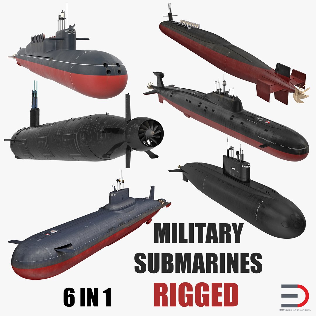Military Submarines Rigged Collection 3D model preview