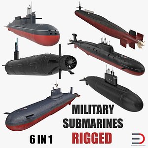 military submarines rigged 3D model