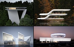 series combination of modern art buildings cultural venues office buildings villas and h