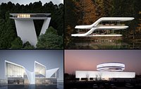 series combination of modern art buildings cultural venues office buildings villas and h
