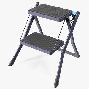 Blue Metallic Step Stool 3D