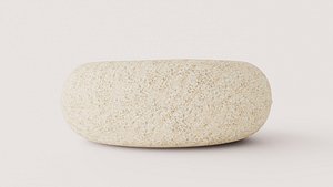 Modern Cream Upholstered Round Pouf Ottoman
