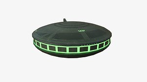 3D Alien Spaceship UFO A05 Dark Green - Sci Fi Spacecraft Design